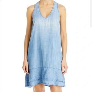 Bella Dahl Chambray Ruffled Racerback Tank Dress